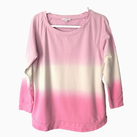 T By Talbots Top Size X Pink Multicolor Long Sleeve Tee Sweatshirt *Small spots* - Picture 1 of 14